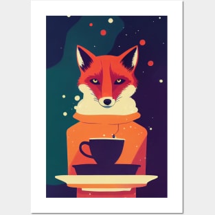 Fox serving coffee Posters and Art